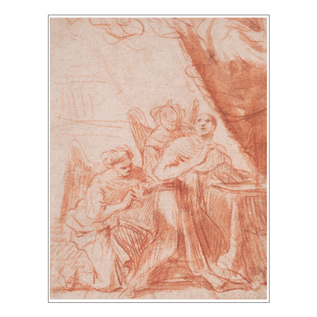 A Saint Supported by two Angels, Italian school, from the 17th century